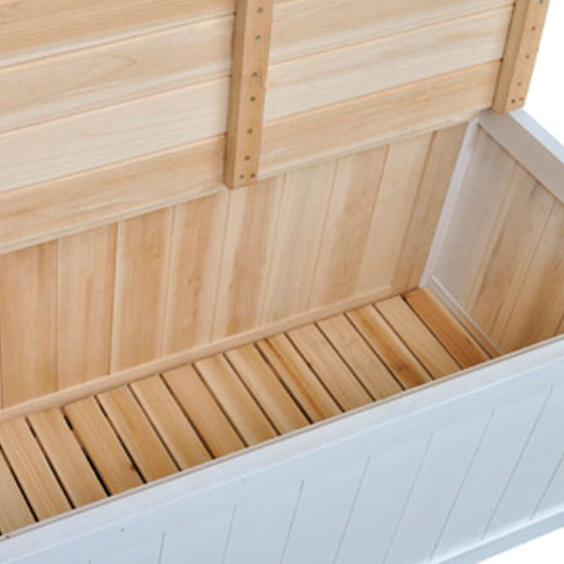 Wood Storage Bench - White