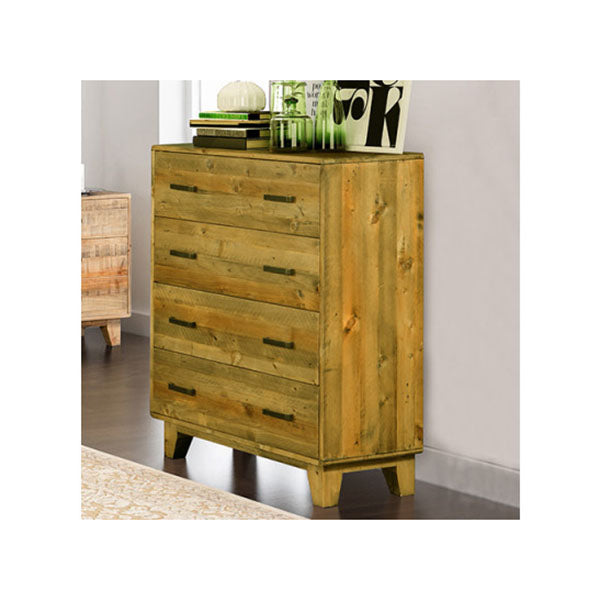 Wooden Light Brown Tallboy With 4 Storage Drawers