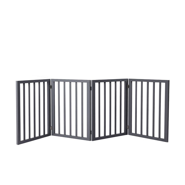 Wooden Pet Gate Dog Fence Retractable Barrier Portable Door 4 Panel