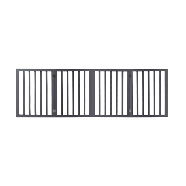 Wooden Pet Gate Dog Fence Retractable Barrier Portable Door 4 Panel