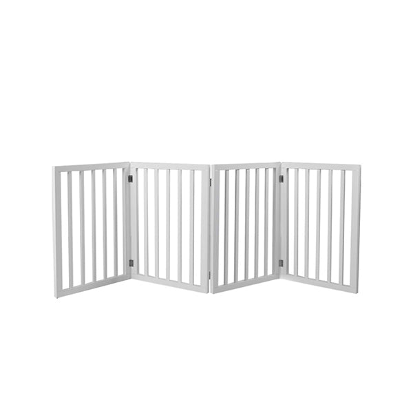 Wooden Pet Gate Dog Fence Retractable Barrier Portable Door 4 Panel