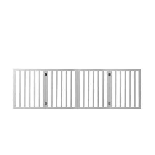 Wooden Pet Gate Dog Fence Retractable Barrier Portable Door 4 Panel