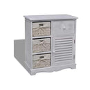 Wooden Cabinet 3 Left Weaving Baskets White