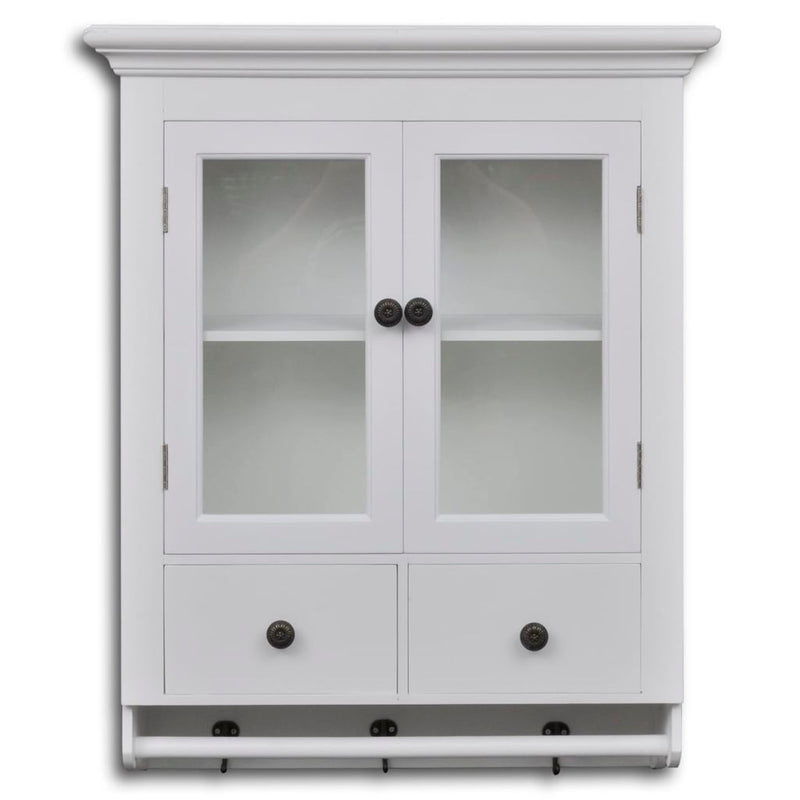Wooden Kitchen Wall Cabinet With Glass Door - White