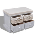 Wooden Storage Bench With 4 Storage Units - White