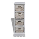 Wooden Storage Rack 4 Weaving Baskets - White