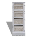 Wooden Storage Rack 4 Weaving Baskets - White