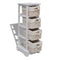 Wooden Storage Rack 4 Weaving Baskets - White