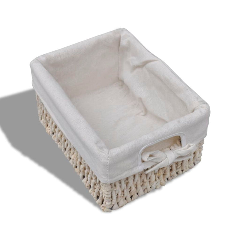 Wooden Storage Rack 4 Weaving Baskets - White