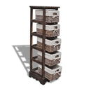 Wooden Storage Rack 5 Weaving Baskets - Brown