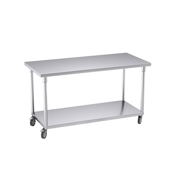 150Cm Catering Kitchen Stainless Steel Work Bench Table With Wheels