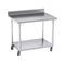 100Cm Catering Kitchen Work Bench With Backsplash And Caster Wheels
