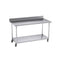 150Cm Catering Kitchen Work Bench With Backsplash And Caster Wheels