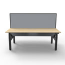 Workstation With Screen And Cable Tray Natural Oak And Black