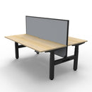 Workstation With Screen And Cable Tray Natural Oak And Black