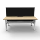 Workstation With Screen And Cable Tray Natural Oak And White