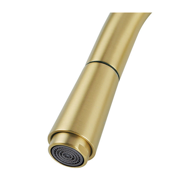 Brushed Gold Kitchen Sink Mixer Tap Round Pull Out Tap Laundry Sink
