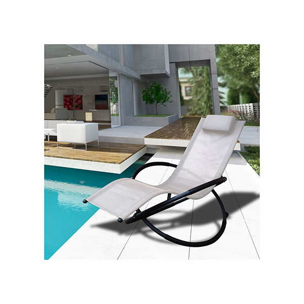 Zero Gravity Portable Foldable Rocking Chair Recliner Lounge Sand