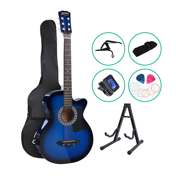 Alpha 38 Inch Wooden Acoustic Guitar With Accessories Set