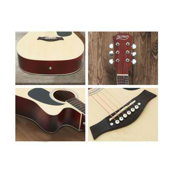 41 Inch Electric Acoustic Guitar Wooden Pickup Capo Tuner Bass Natural
