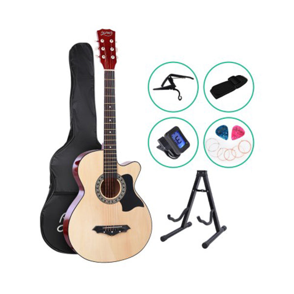 Alpha 38 Inch Wooden Acoustic Guitar With Accessories Set