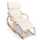 Birch Plywood Fabric Lounge Rocking Chair w/ Foot Stool