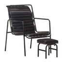 Relaxing Armchair With A Footrest Black Real Leather