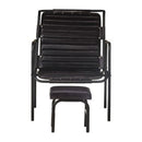 Relaxing Armchair With A Footrest Black Real Leather