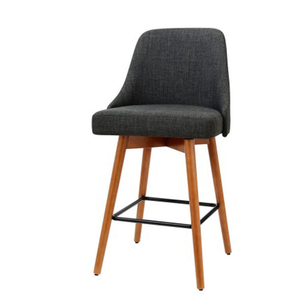 Artiss 2X Wooden Bar Stools Swivel Bar Stool Kitchen Cafe Fabric