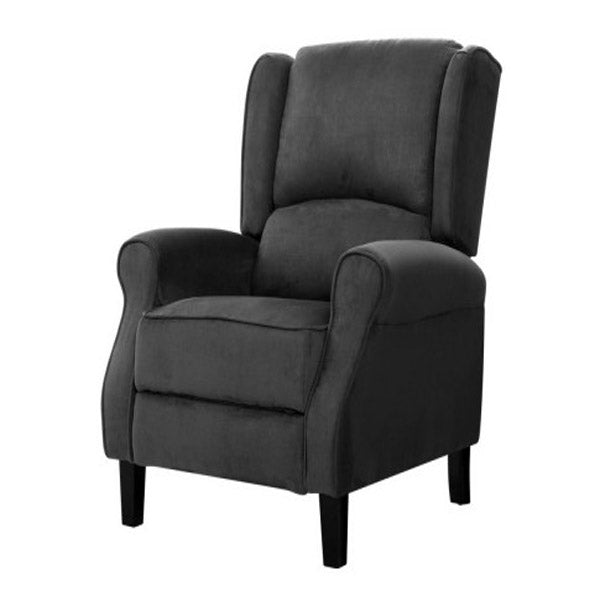 Recliner Chair Adjustable Sofa Lounge Soft Suede Armchair Charcoal