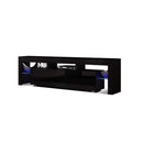 Rgb Led Tv Stand Cabinet Gloss Drawers Tempered Glass Shelf Black