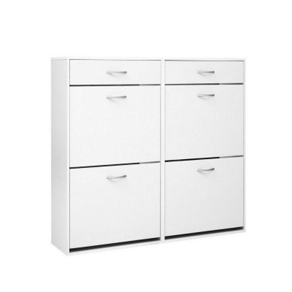 Shoe Cabinet Rack Organisers Storage Shelf Drawer White 36 Pairs