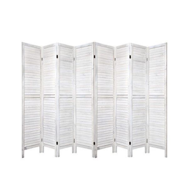 Room Divider Screen 8 Panel Privacy Wood Dividers Stand Bed White