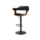 1X Wooden Bar Stools Kitchen Swivel Gas Lift Chairs Leather Black