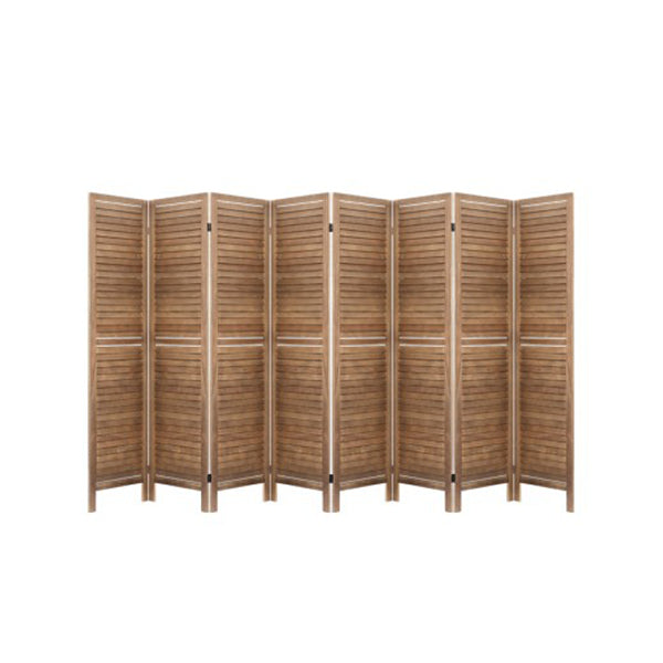 Room Divider Screen 8 Panel Privacy Wood Dividers Bed Timber Brown