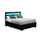 Cole Led Bed Frame Pu Leather Gas Lift Storage Double Size