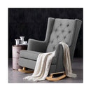 Rocking Armchair Feeding Chair Linen Fabric Lounge Retro Grey