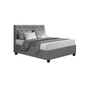 Vila Bed Frame Fabric Gas Lift Storage Grey King Single
