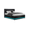 Lumi Led Bed Frame Pu Leather Gas Lift Storage King Size