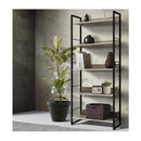Bookshelf Wooden Display Shelves Storage Metal Wall Black