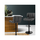 2X Kitchen Bar Stools Gas Lift Chairs Swivel Leather Black Grey
