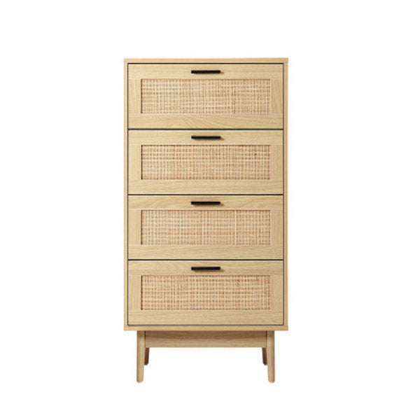 4 Chest Of Drawers Rattan Tallboy Cabinet Bedroom Clothes Storage Wood