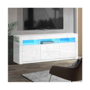 Tv Cabinet Entertainment Unit Stand Rgb Led Gloss Drawers 160 Cm White