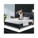 Queen Size Bed Frame Base Mattress Platform Fabric Wooden Charcoal