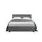 Vila Bed Frame Fabric Gas Lift Storage Grey Double