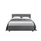 Vila Bed Frame Fabric Gas Lift Storage Grey Double