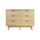 6 Chest Of Drawers Rattan Tallboy Cabinet Bedroom Clothes Storage Wood