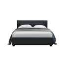 Vila Bed Frame Fabric Gas Lift Storage Charcoal Queen