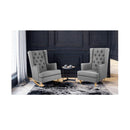 Rocking Armchair Feeding Chair Linen Fabric Lounge Retro Grey