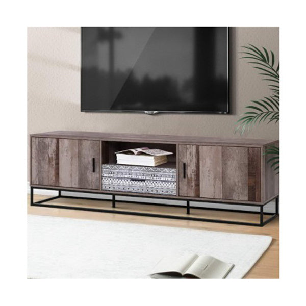 Tv Cabinet Entertainment Unit Stand Storage Wooden Industrial Rustic